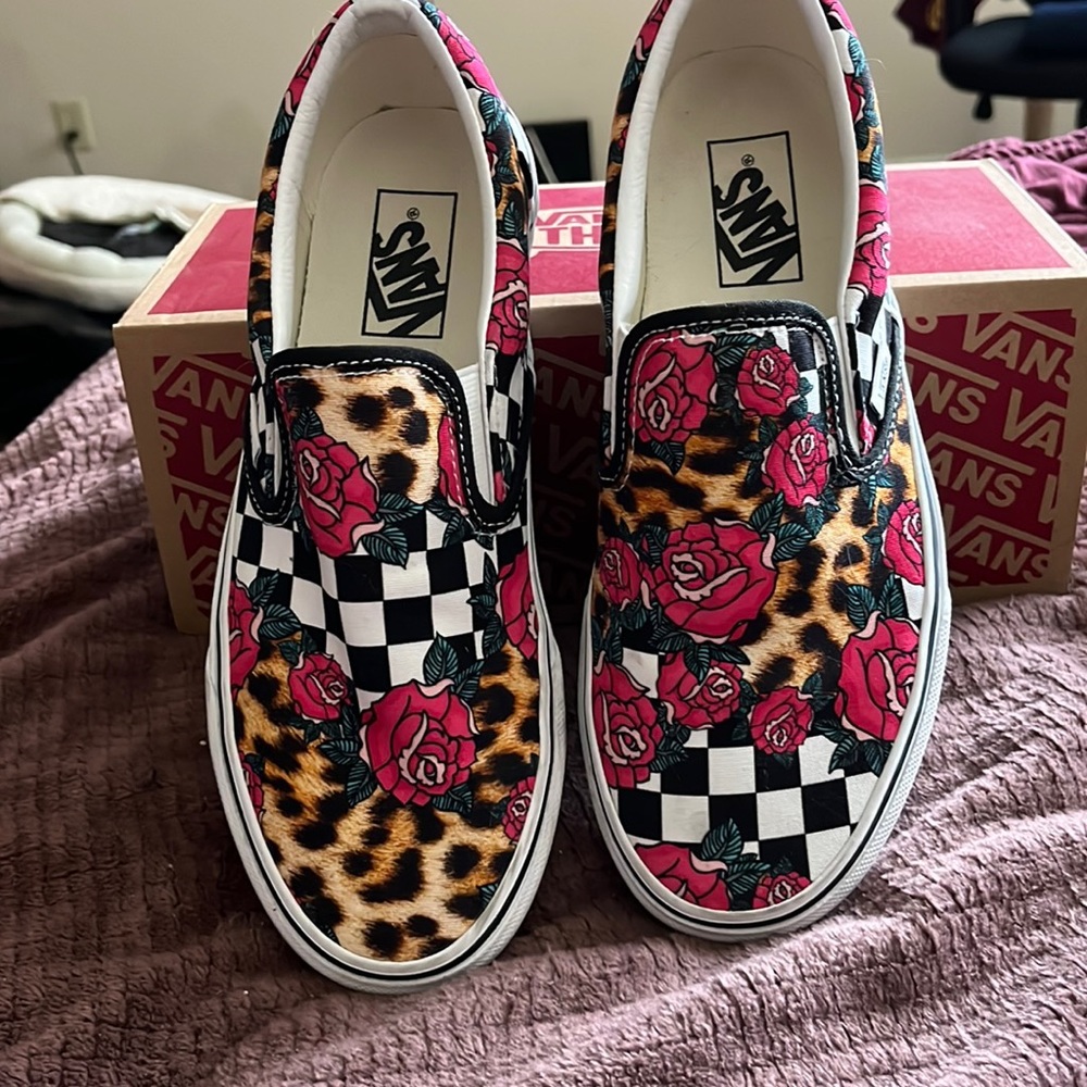 Vans Slip-on leopard print and checkered pattern